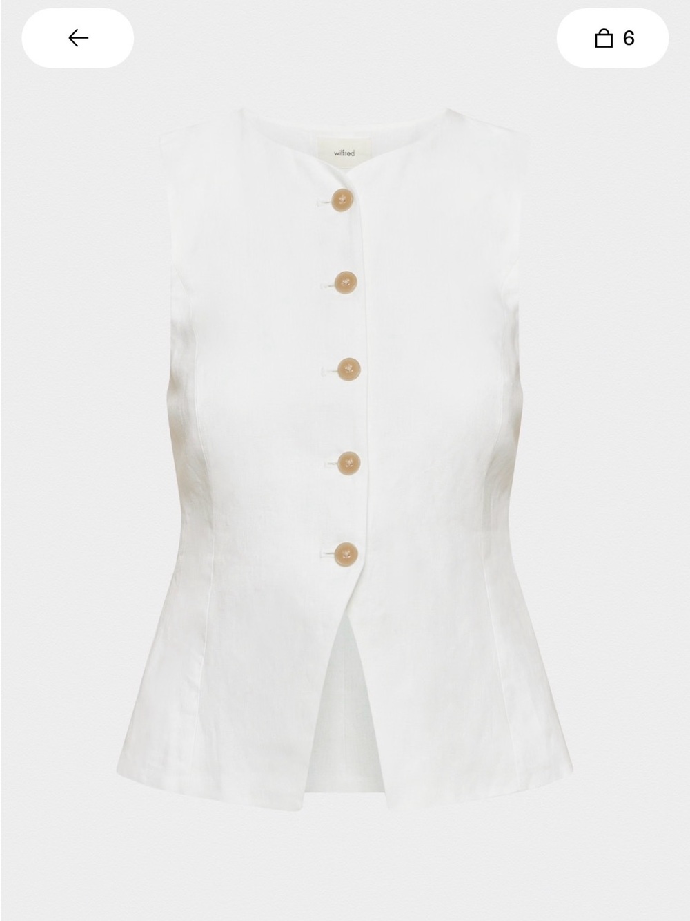 Aritzia White Regal Vest 100% Linen